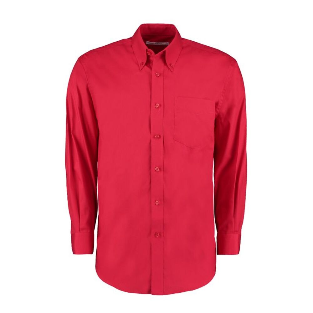 Kustom Kit Mens Oxford Classic Long-Sleeved Shirt / Red